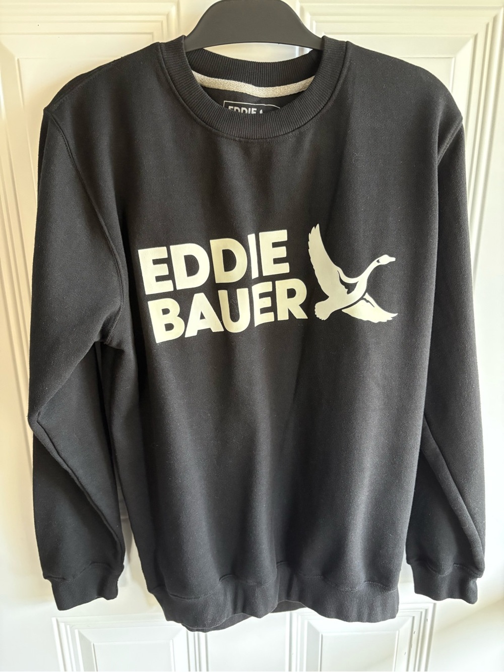 Eddie Bauer Black Crewneck Sweatshirt with White Logo